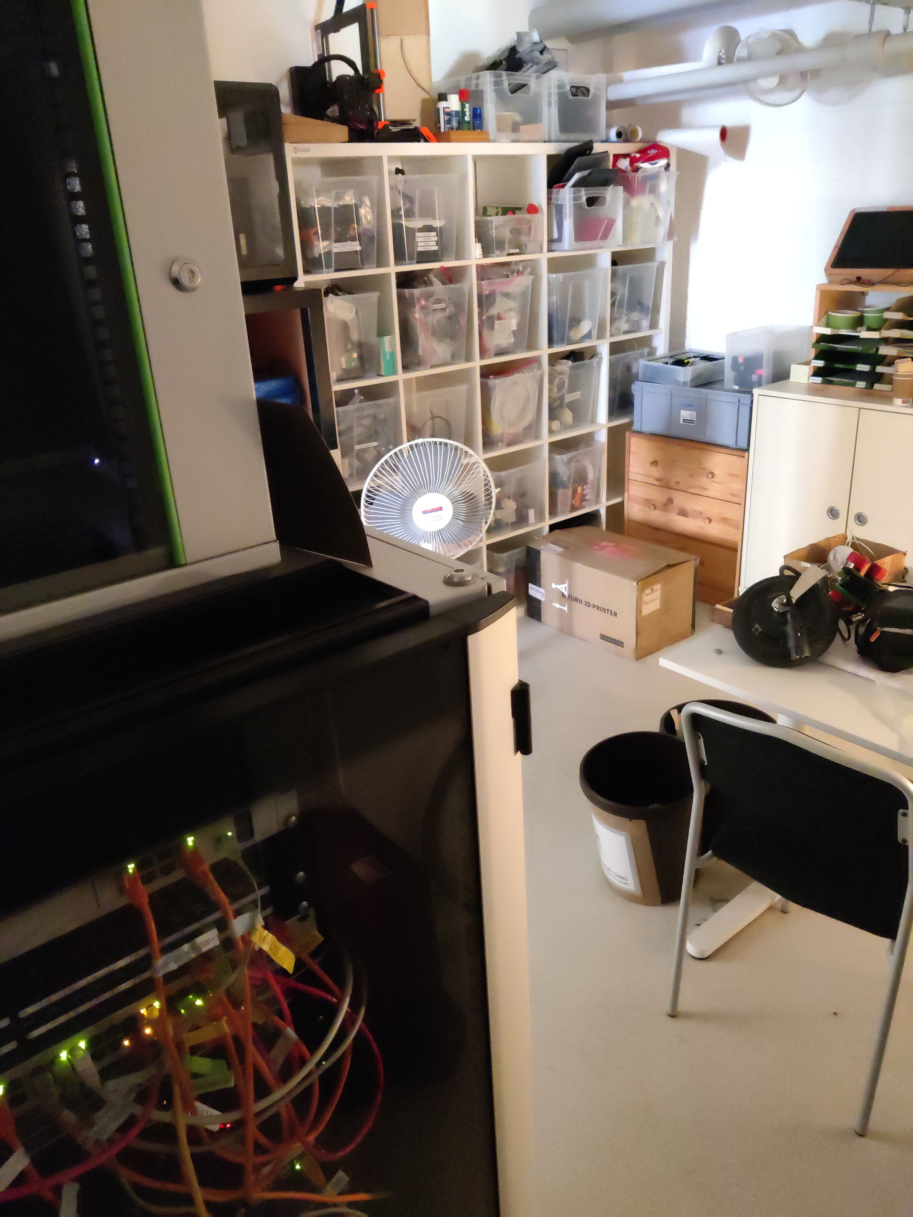 Server cabinet with digital equipment, technology storage