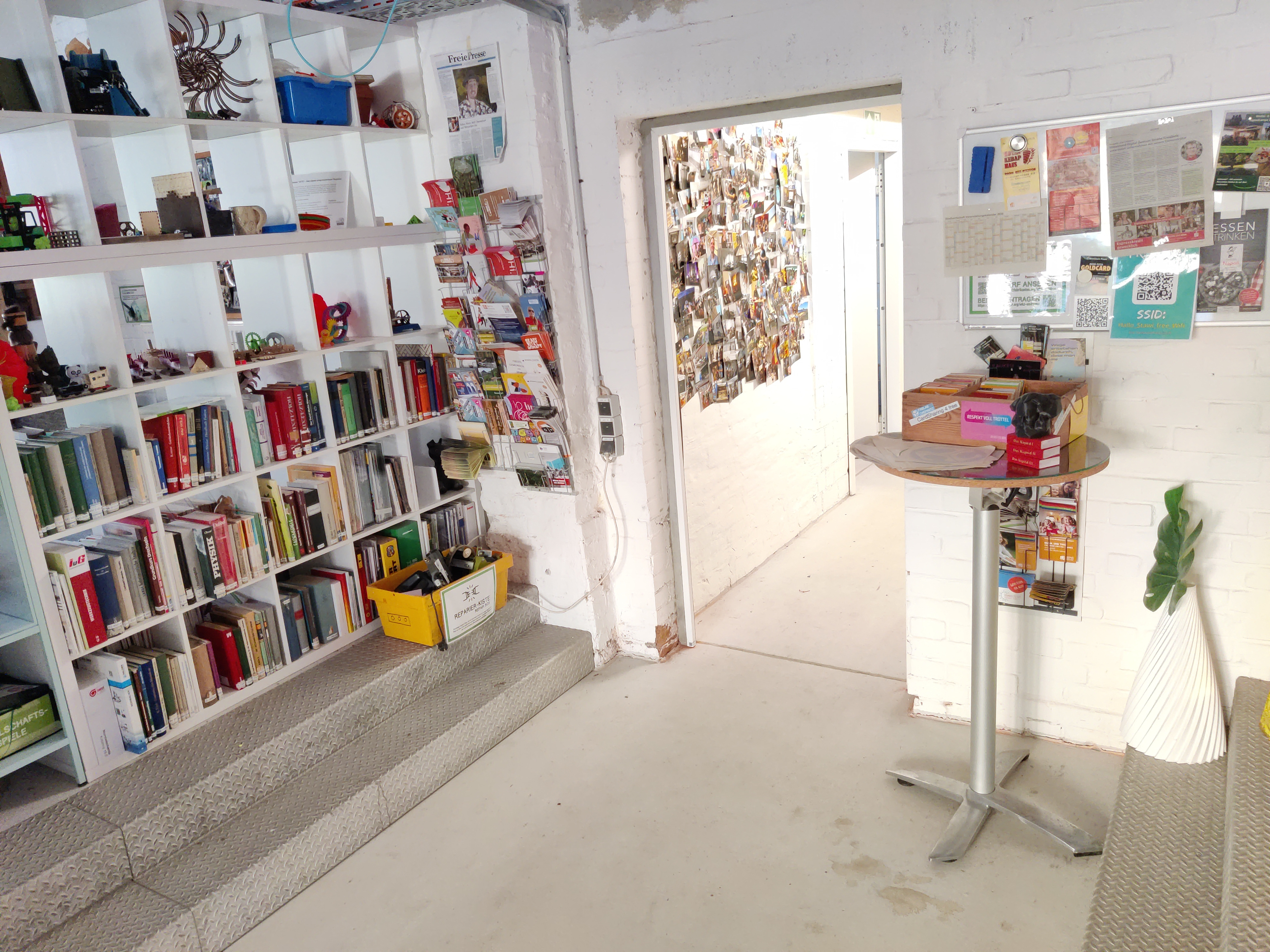 Browsing shelf: books, magazines, catalogs