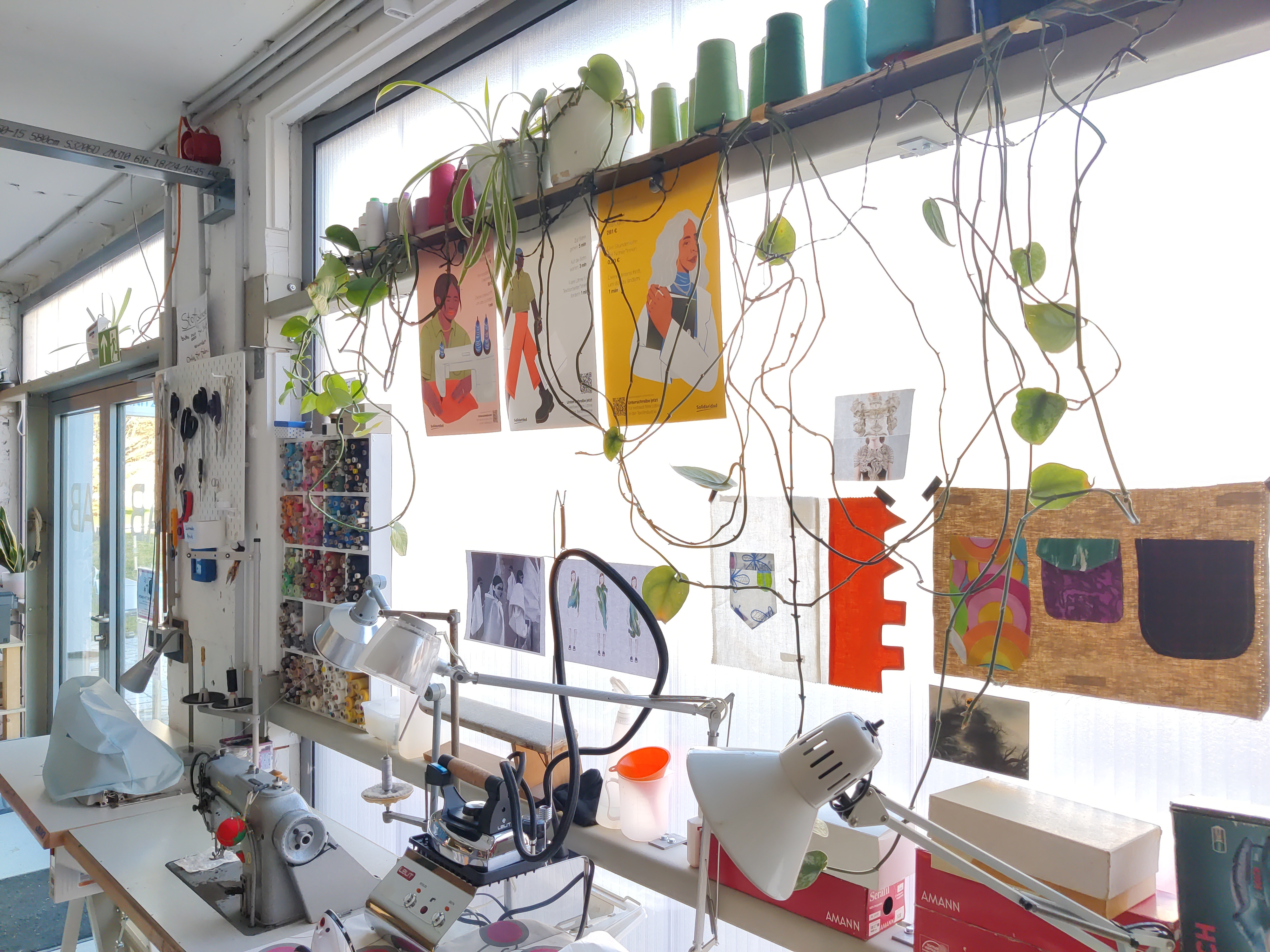 View over part of the sewing machines